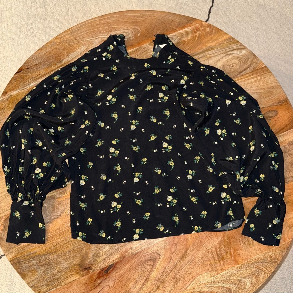H&M Black Floral Blouse
